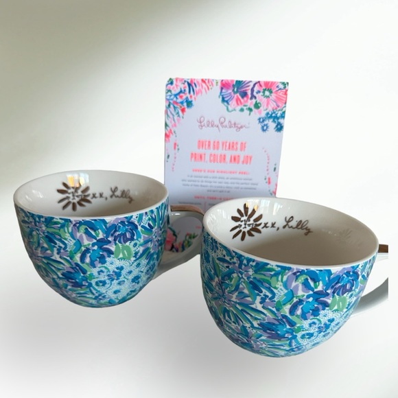 Lilly Pulitzer floral ceramic mugs New in Box - Picture 2 of 8